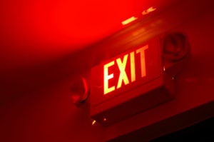 emergency exit lighting with red strobe light